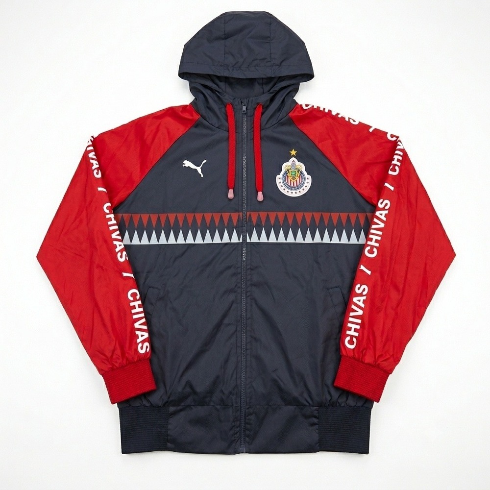 Puma Chivas Guadalajara Full Zip Windbreaker Jacket Mens Large Hooded Soccer
